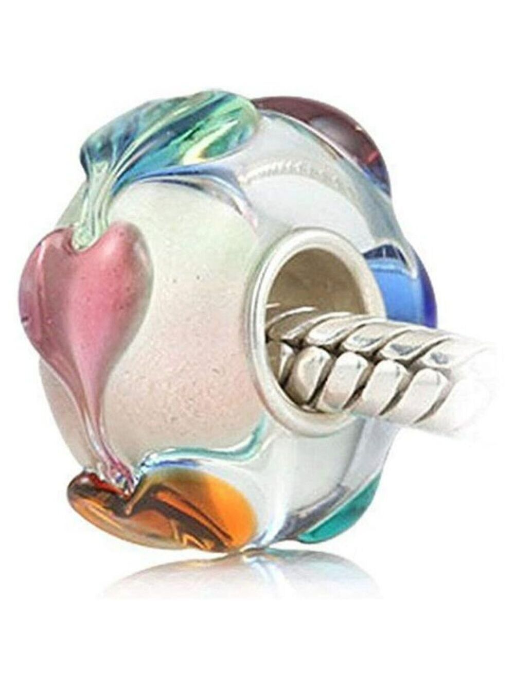 Murano glass charm bead 925 sterling silver flower pendant fit pandora bracelet
